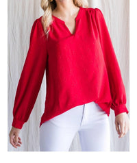 Jodifl - Textured Top With A Collarless Neckline & Long Bubble Sleeves