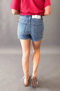 Judy Blue - High Waist Slim Shorts With Stars