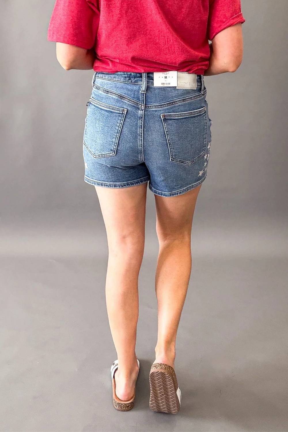Judy Blue - High Waist Slim Shorts With Stars