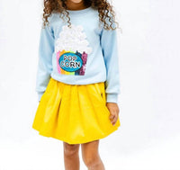 Lola + The Boys Pearls and Popcorn Sweatshirt in light blue - kids' shirt