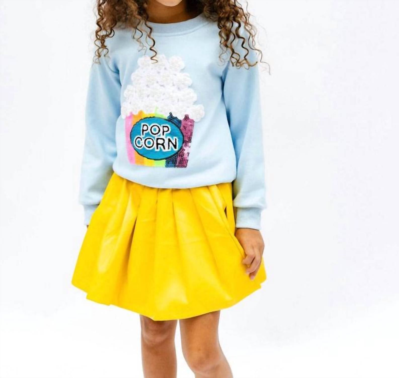 Lola + The Boys Pearls and Popcorn Sweatshirt in light blue - kids' shirt