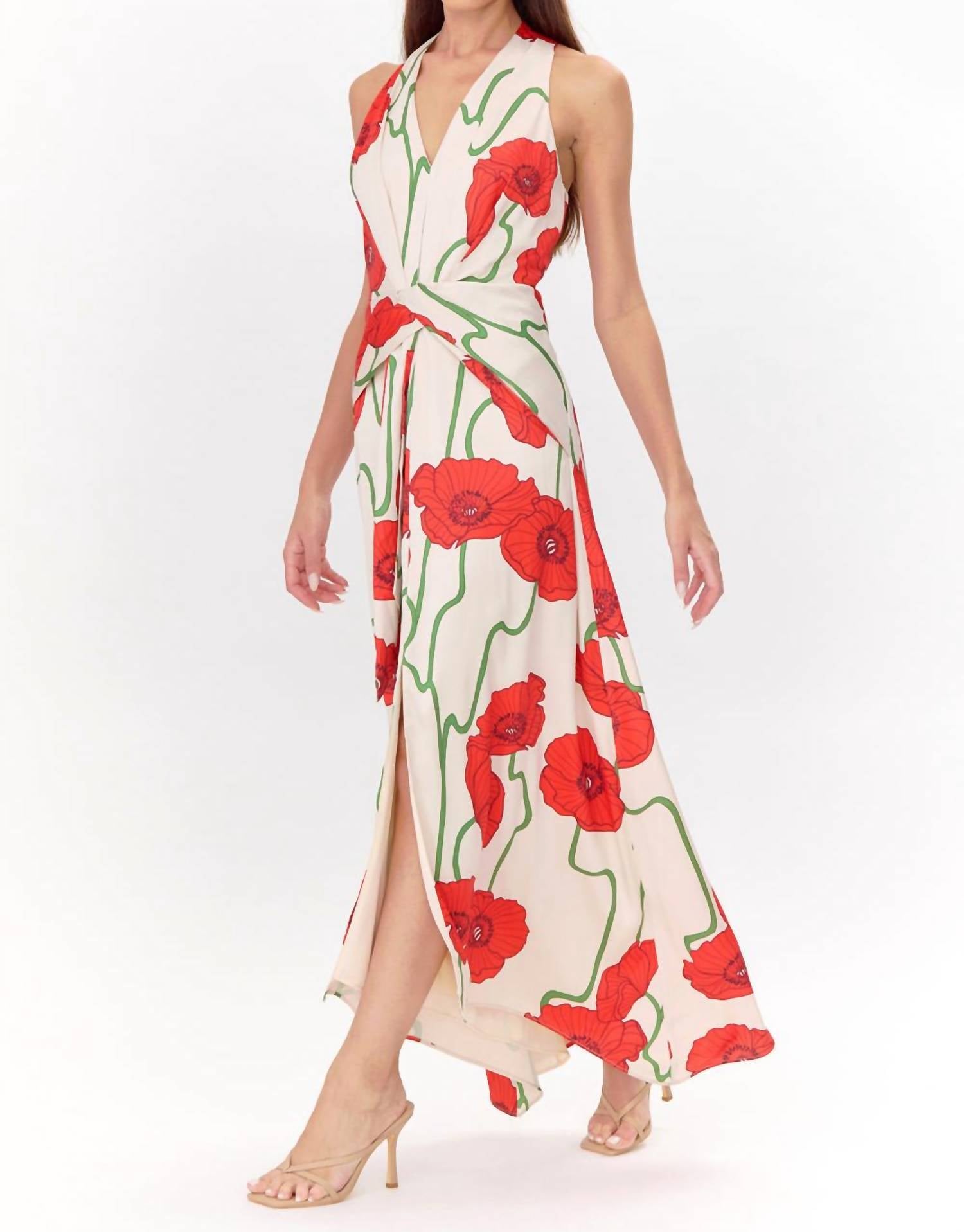 Adelyn Rae - Rosalyn Abstract Rose Print Maxi Dress