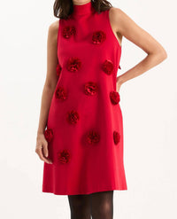 Tyler Boe Cleo Ponte Satin Trim Mini Dress in classic red - women's dress