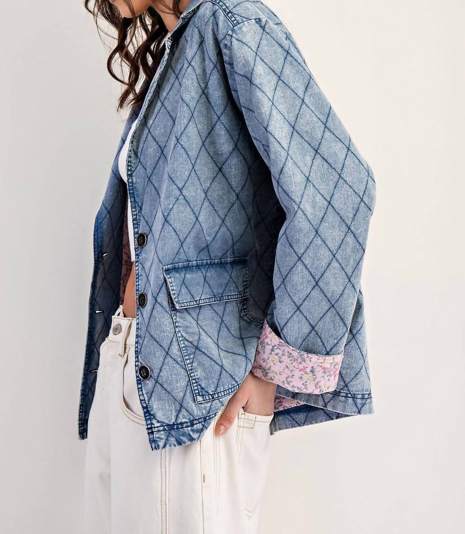 Ee:Some - Washed Denim Quilted Jacket
