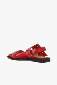 Ganni - Women's Feminine Buckle Ballerina Naplack Sandals