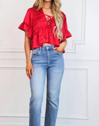 Day + Moon - Miraz Satin Ruffle Top