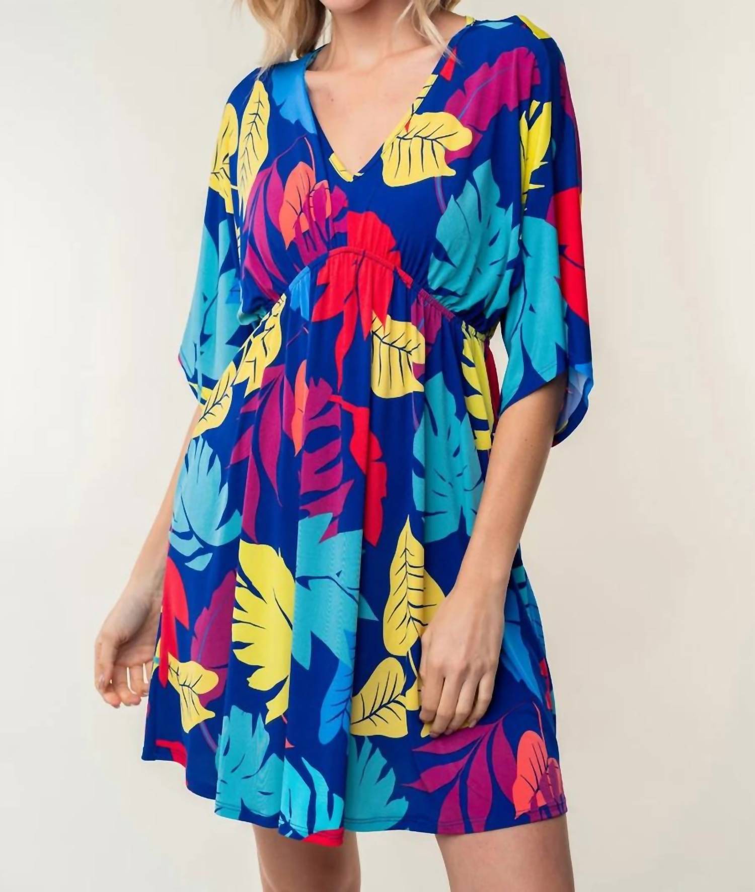 White Birch - Tropical Leaf Meadow Midi Dress