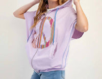 Easel - Ava Peace Patch Zip Up Short Sleeve Hoodie