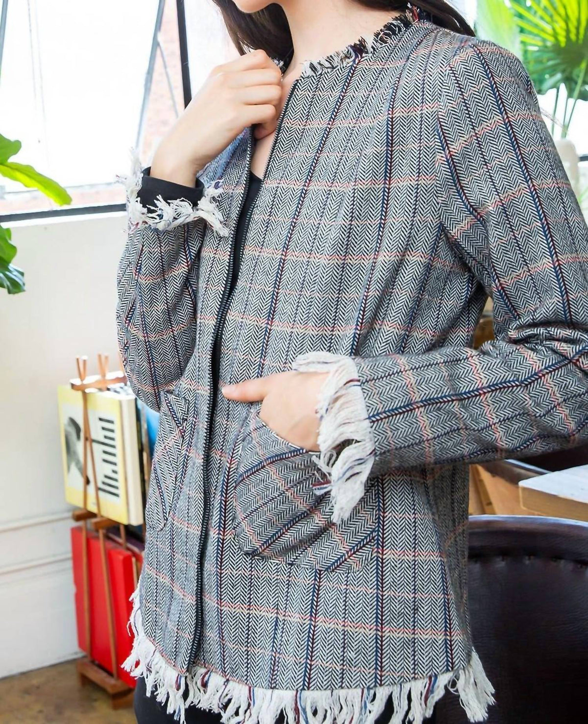 Thml - Plaid Fringe Jacket