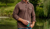 Criquet Long Sleeve Players Shirt in espresso martini - men's long sleeve top - view 4