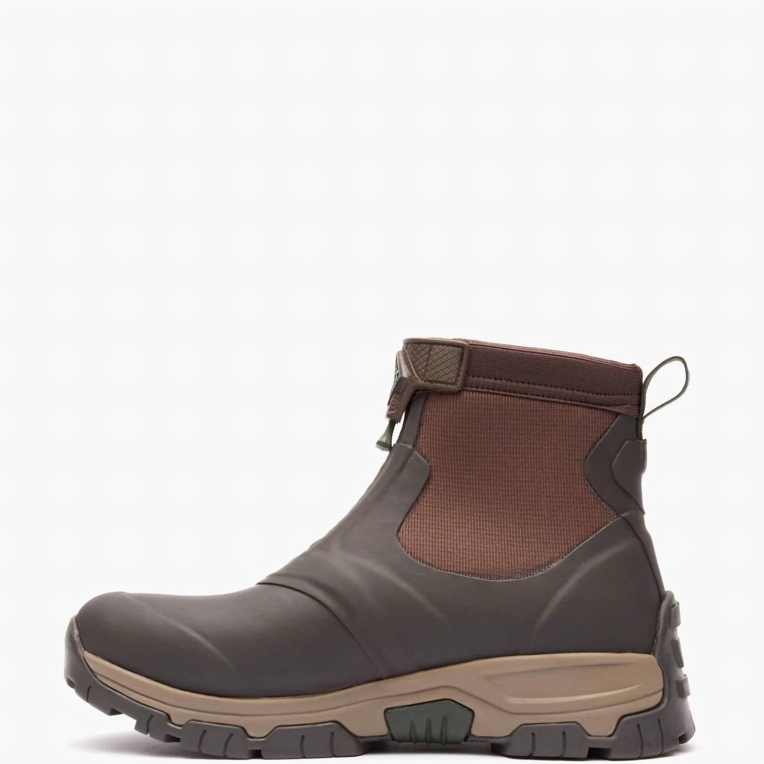 MUCK Men's Apex Mid Zip Boot in dark brown - men's boots - detail view