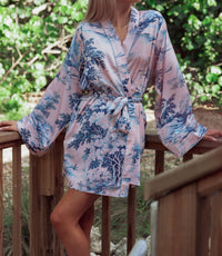 Kilo Brava Short Robe With Side Seam Pockets in spring toile - women's intimate