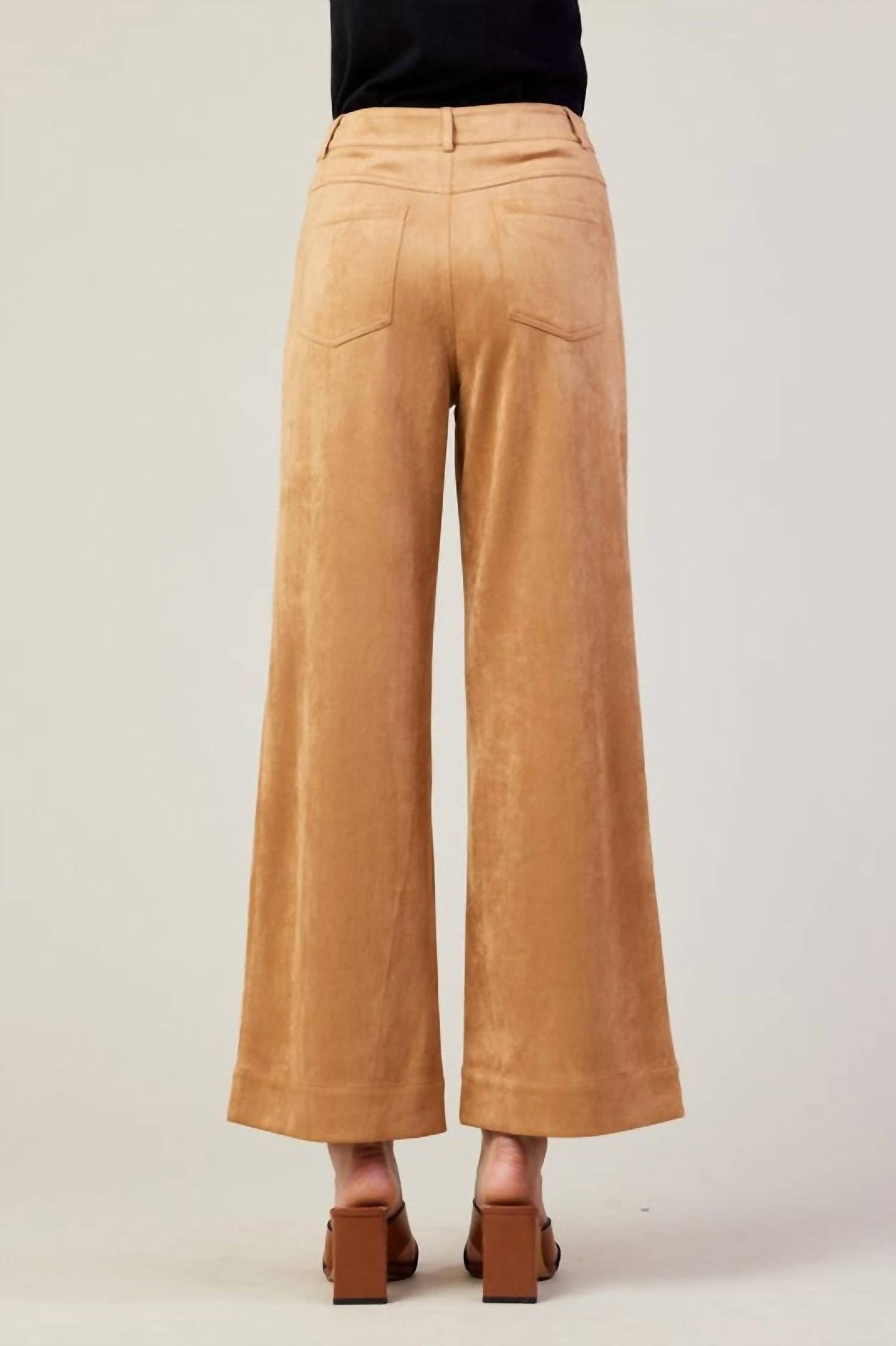 Skies Are Blue - Faux Suede Wide Leg Pants