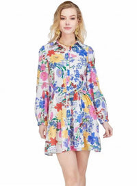 Joy Joy - Ruffles Hem Shirt Mini Dress
