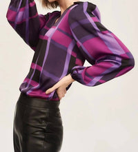 Joseph Ribkoff - Satin Abstract Plaid Print Top