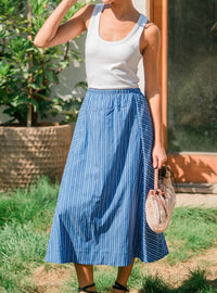 Greylin - Kendall Play Stripe Midi A-Line Skirt