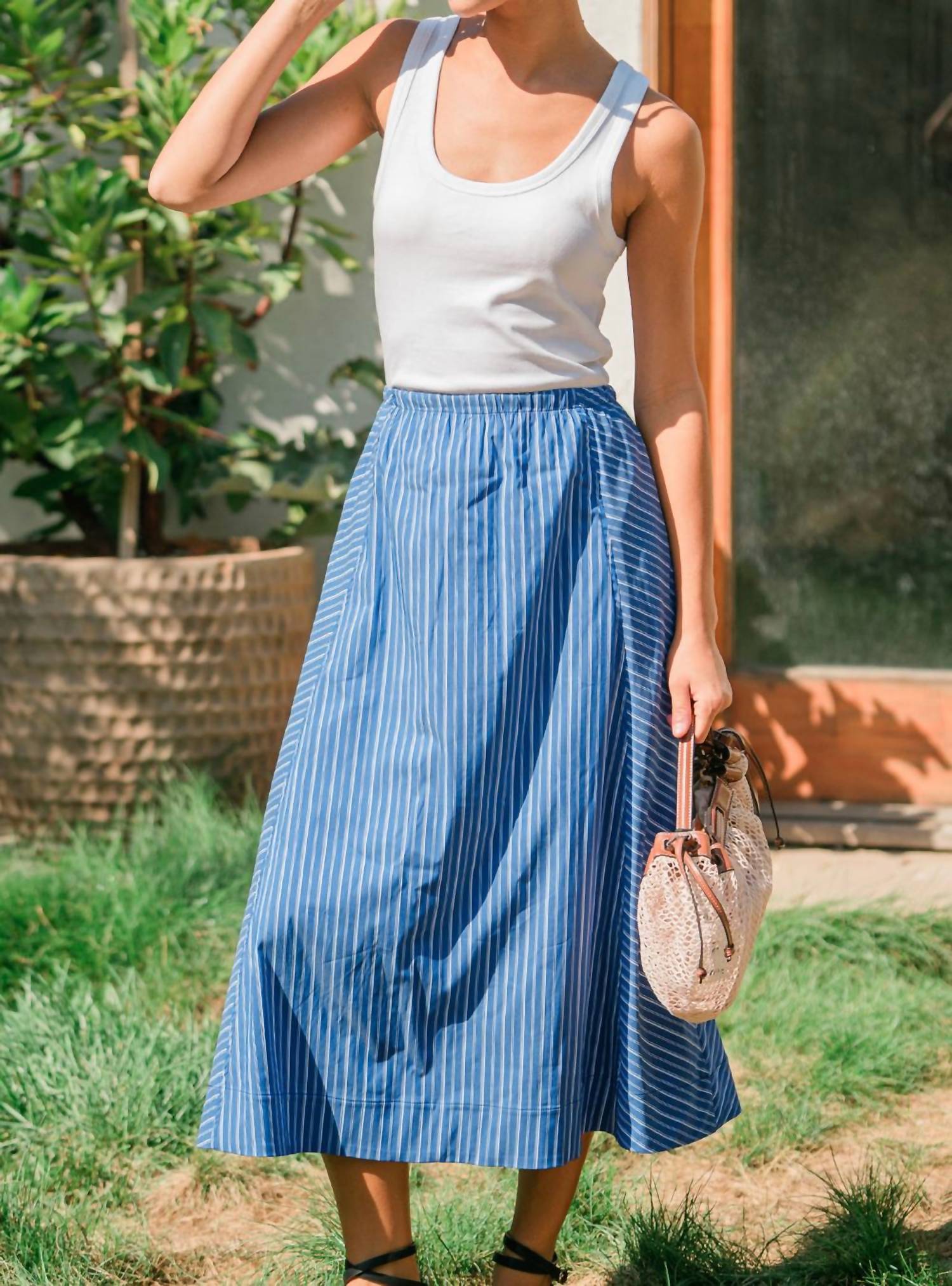 Greylin - Kendall Play Stripe Midi A-Line Skirt