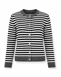 Rd Style - Striped Cardigan With Detachable Scarf