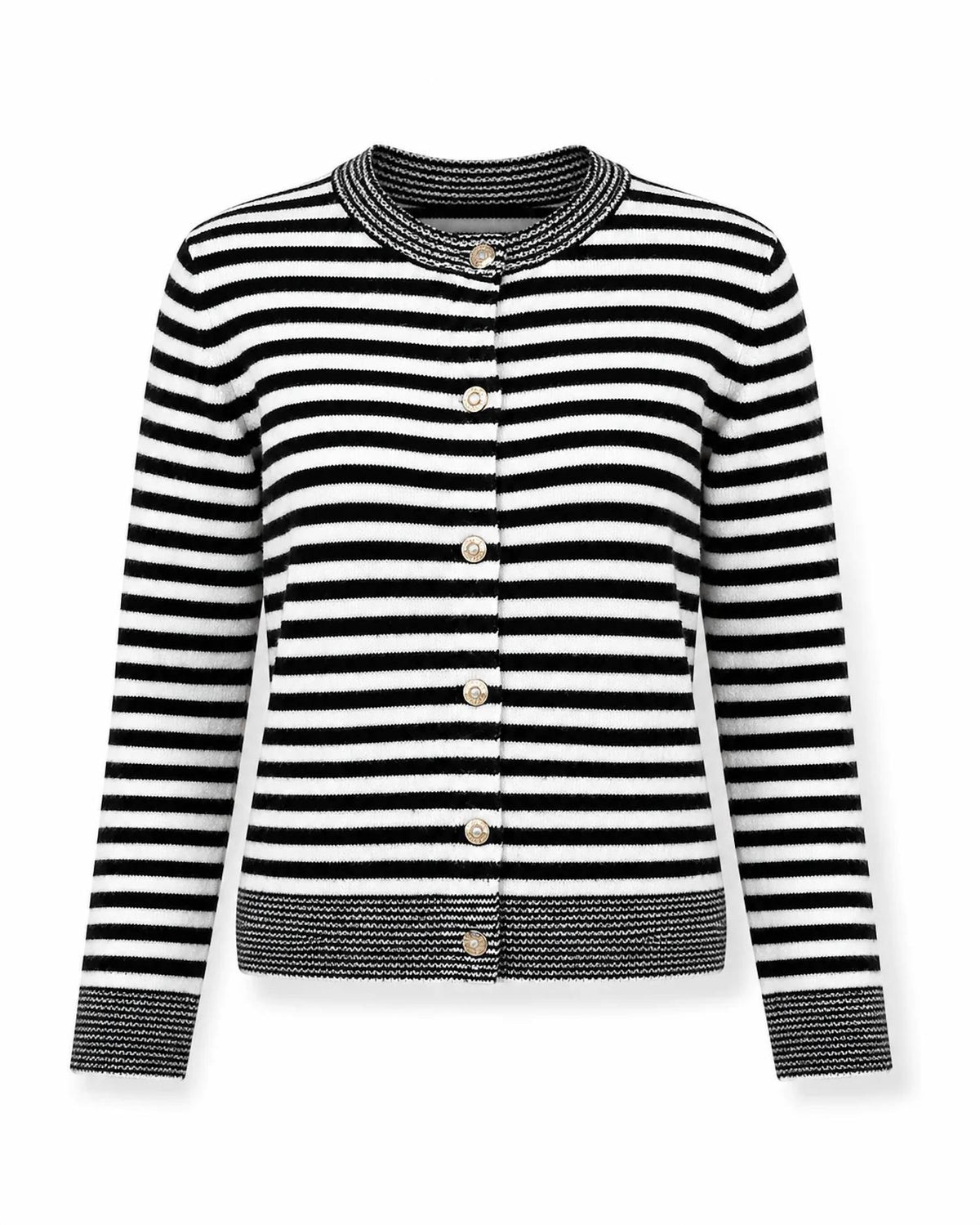Rd Style - Striped Cardigan With Detachable Scarf