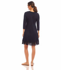 Karen Kane - Nerissa Three Quarter Sleeve Fringe Hem Mini Dress