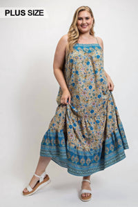 GiGiO Boho Beauty Floral Aztec Maxi Dress in blue multi - women's dress - alternate view