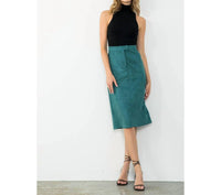 THML Midi Suede Skirt in teal 1 - women's skirt - view 5