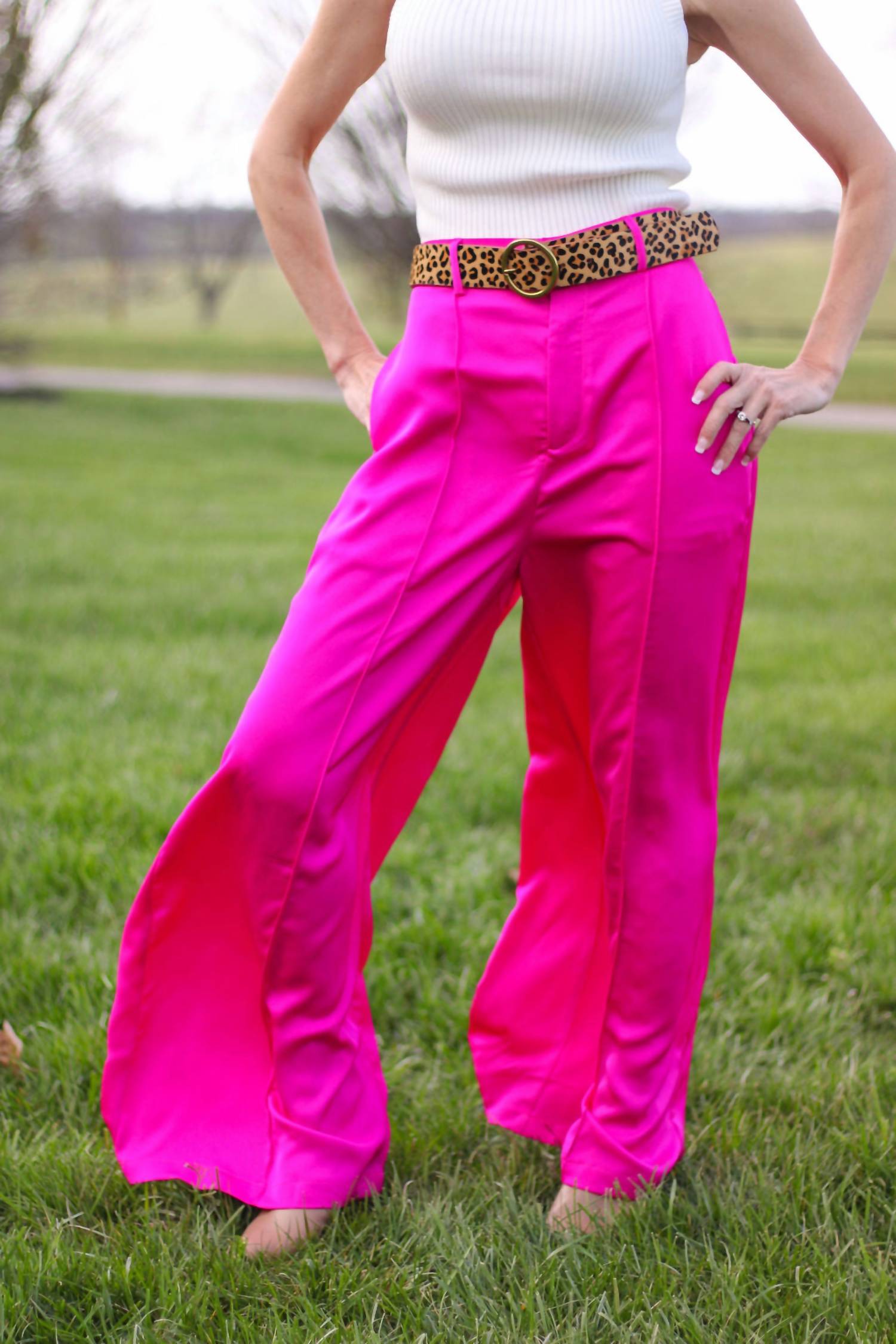 Flying Tomato - Classy Slacks Wide Leg Pants