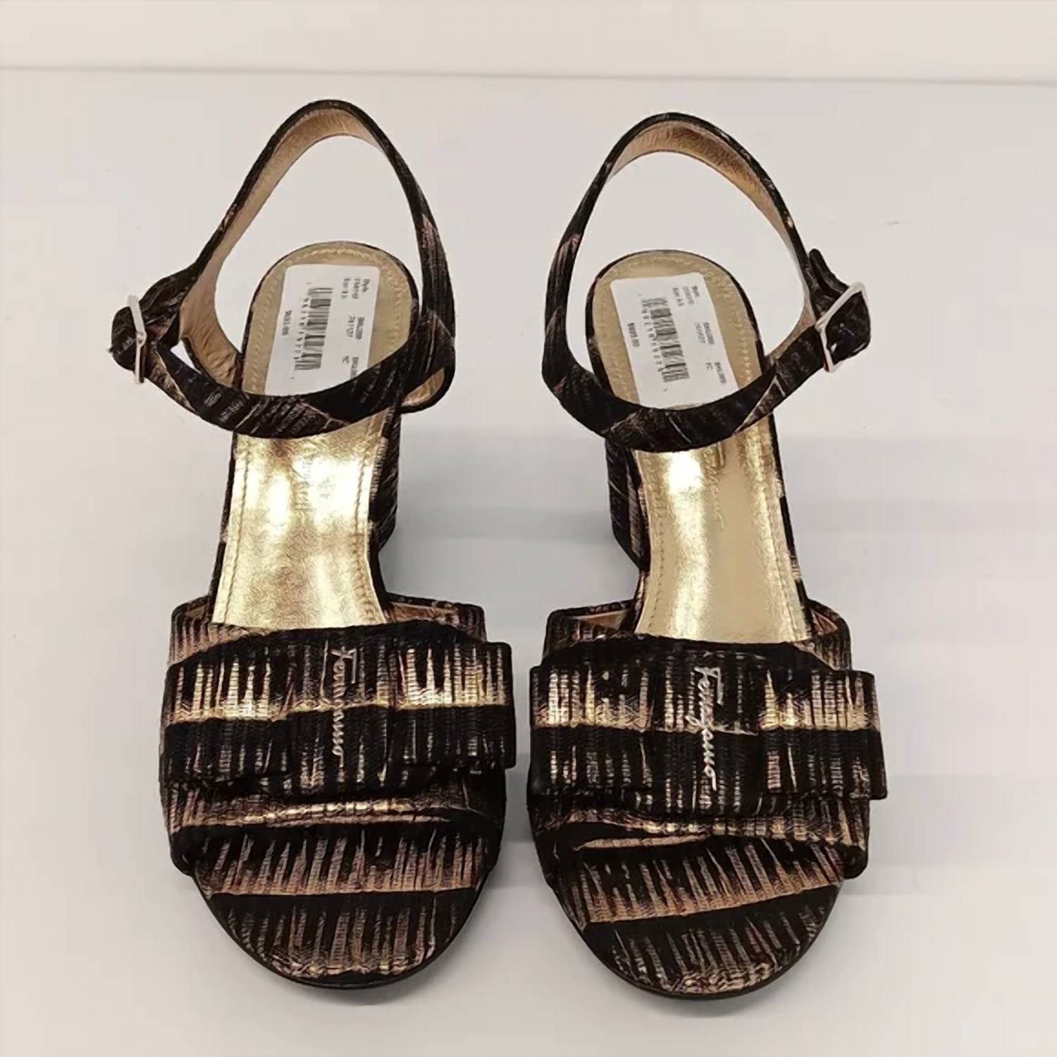Salvatore Ferragamo - Women's Violet Laminated Leather Heeled Sandals