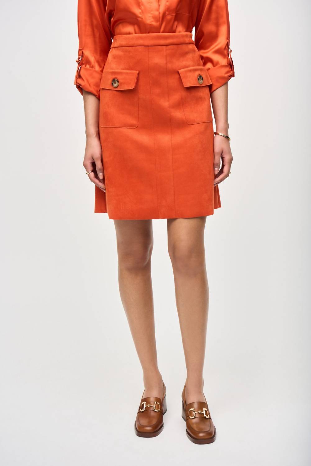Joseph Ribkoff - Faux Suede Pull-on A-line Skirt
