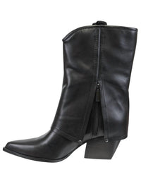 Naked Feet Women's Curio Heeled Mid Shaft Boots in black - women's shoe - detail view