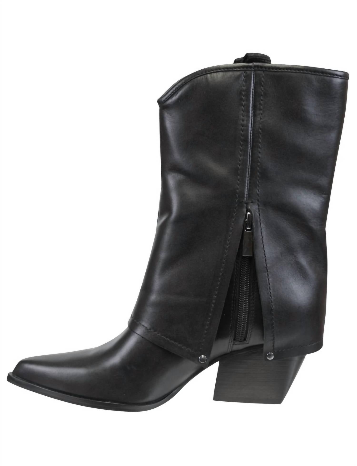 Naked Feet Women's Curio Heeled Mid Shaft Boots in black - women's shoe - detail view