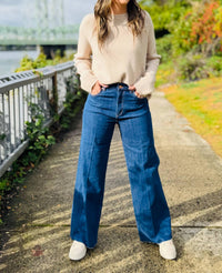 Tribal - Brooke Blue Thread Hugging Wide Trouser Jeans