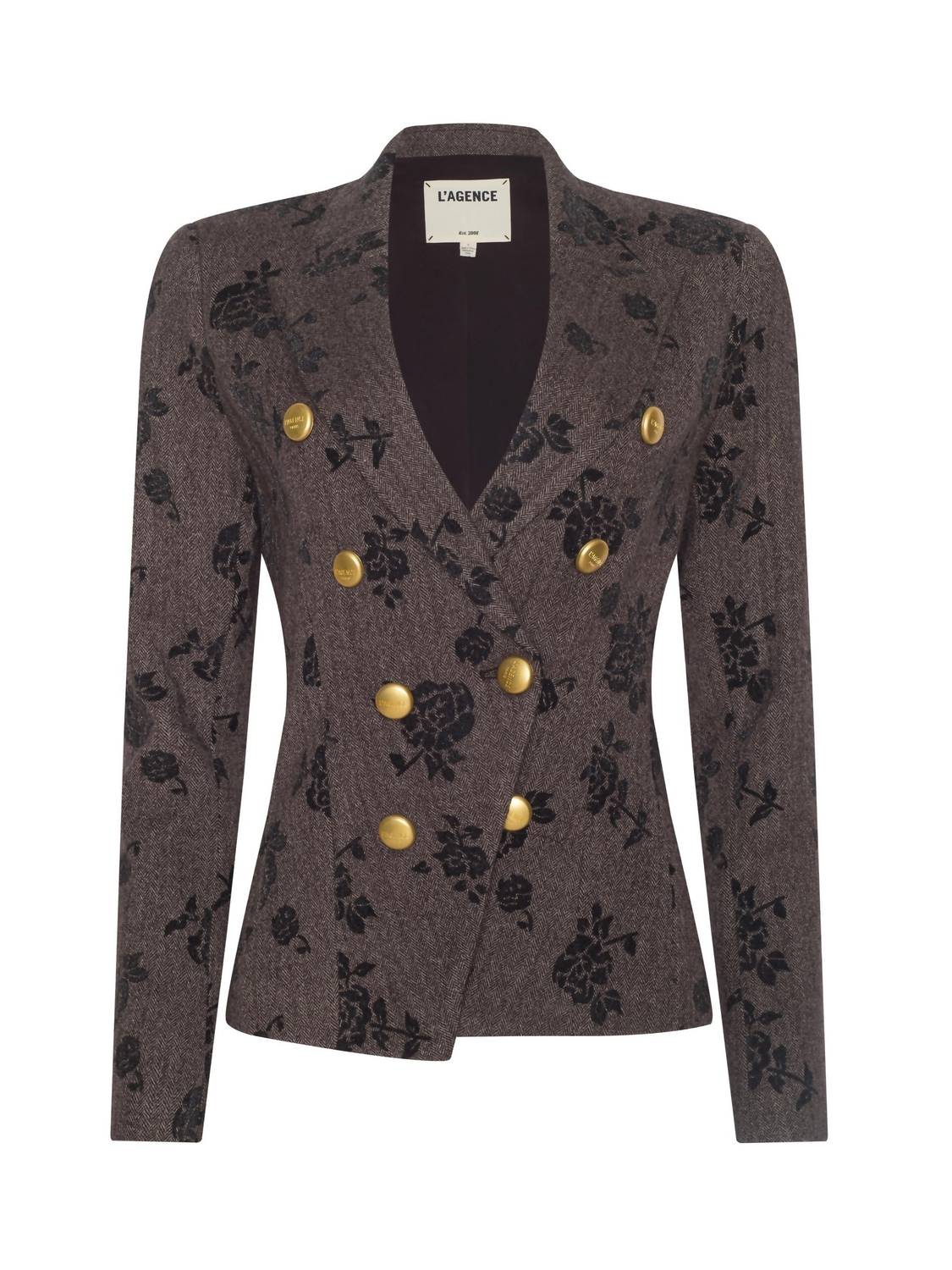 L'Agence - Bethany Flocked Herringbone Blazer