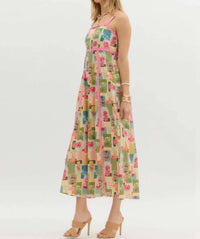Entro - Italian Vase Print Midi Dress