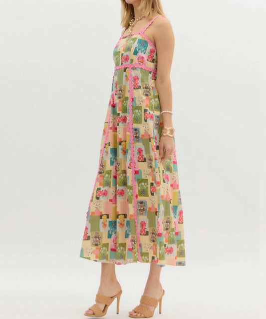 Entro - Italian Vase Print Midi Dress