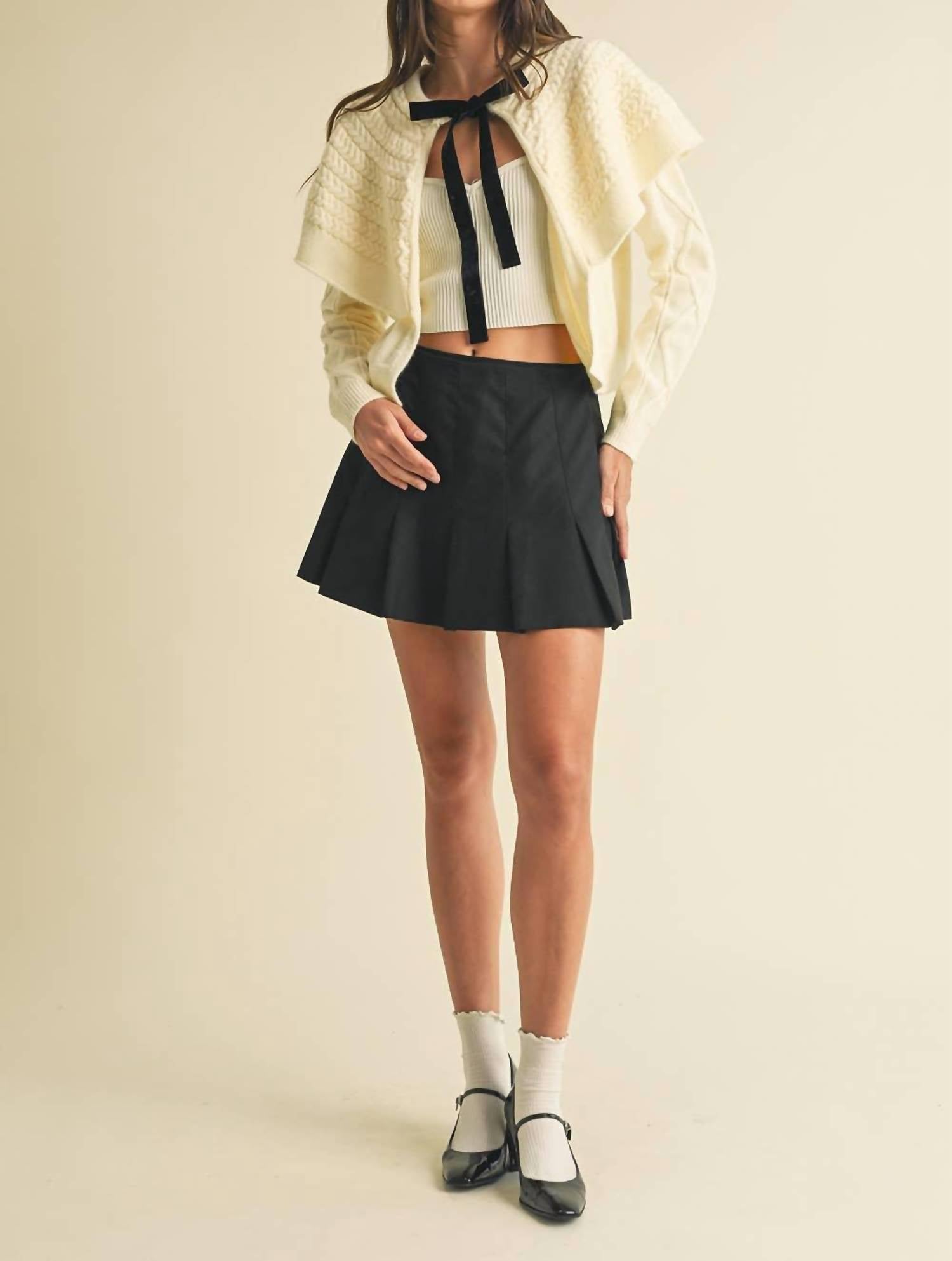 Eb Luxe - Cape-effect Cable Knit Cardigan