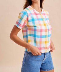 Anniewear - Sweet Pastel Check Cardigan