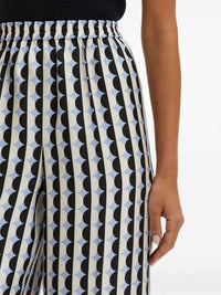 Oscar De La Renta - Wide Leg Allover Mini Geo Silk Twill Pants