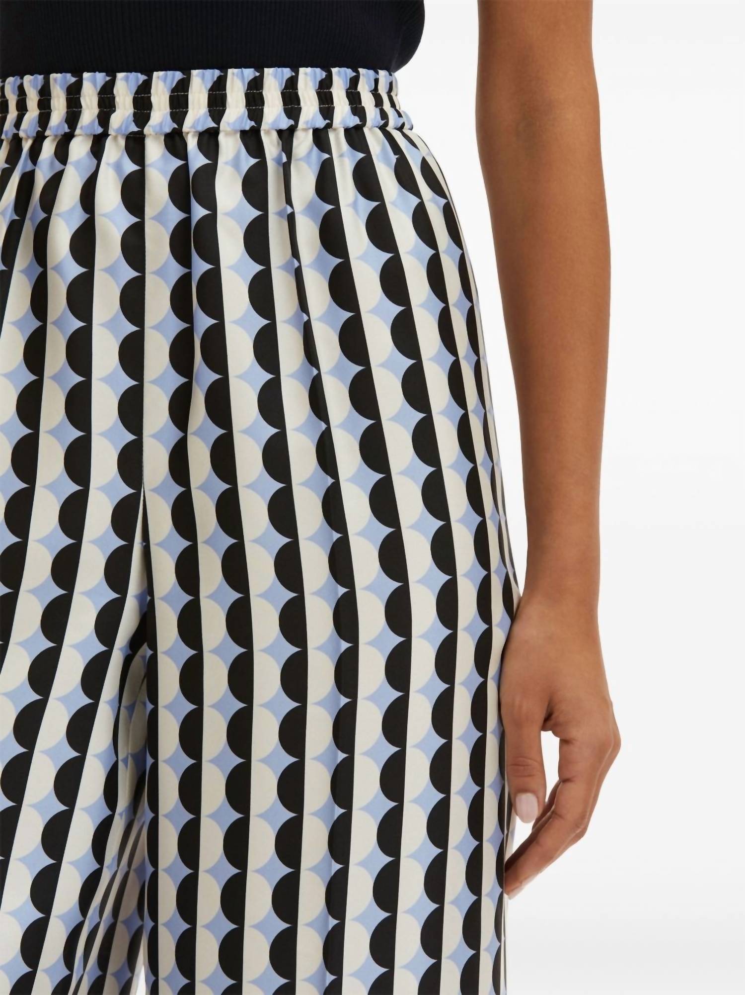 Oscar De La Renta - Wide Leg Allover Mini Geo Silk Twill Pants