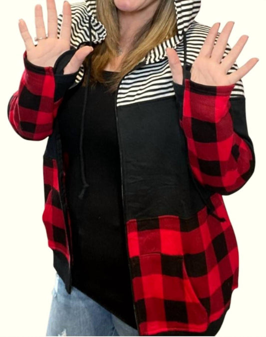 Michelle Mae - Buffalo Plaid Full Zip Hoodie