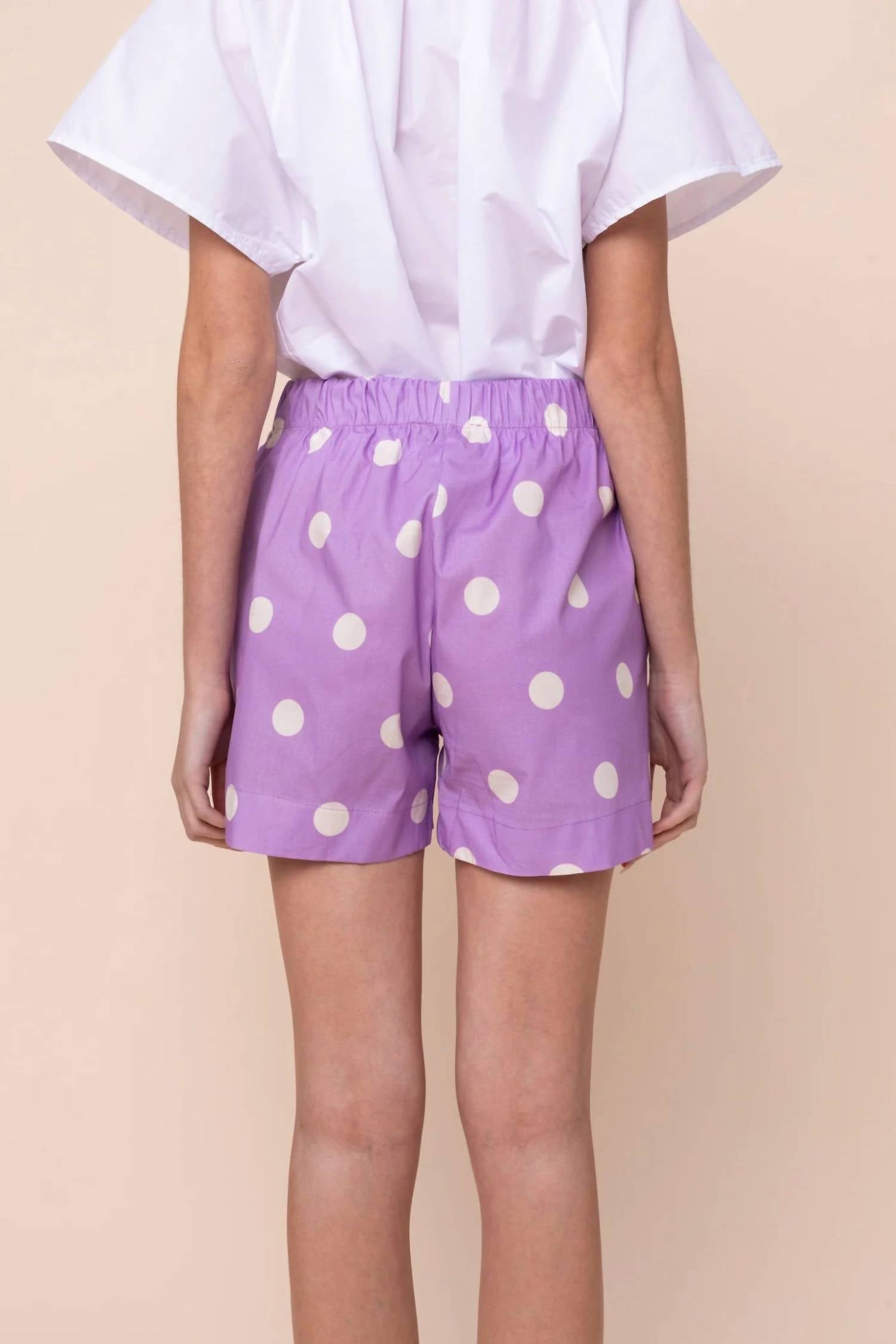 Sofia Reese Drawstring Cotton Shorts in freesia dots - women's shorts - view 4