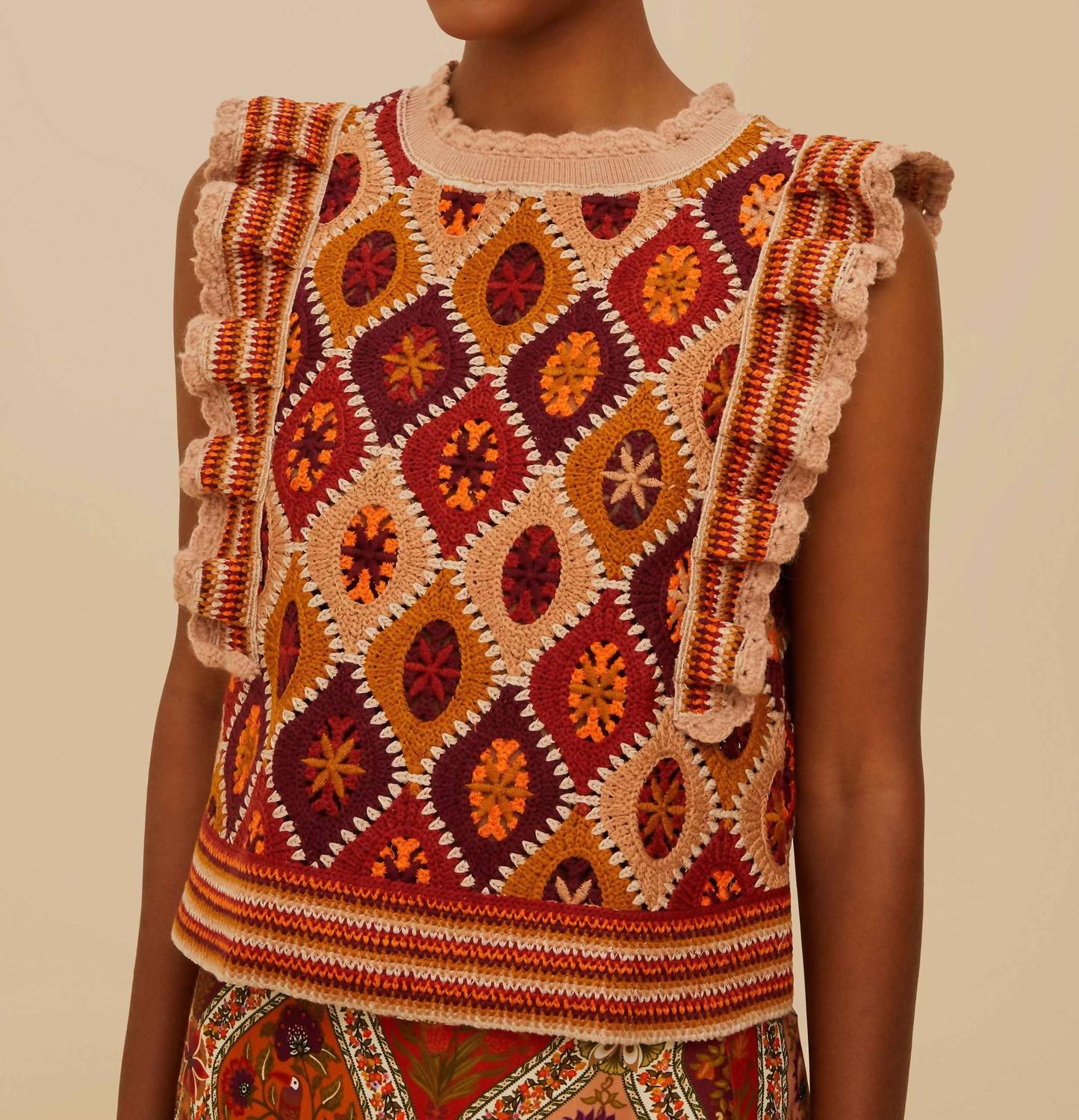Farm Rio - Ruffles Crochet Vest