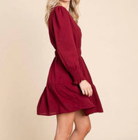 Glam - Gabbie Long Sleeve Tiered Mini Dress