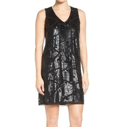 Halogen - Sequin V Neck Sleeveless Shift Cocktail Dress