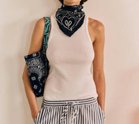 XIRENA Arynn Fine Rib Tank Top in white - women's tank top - detail view