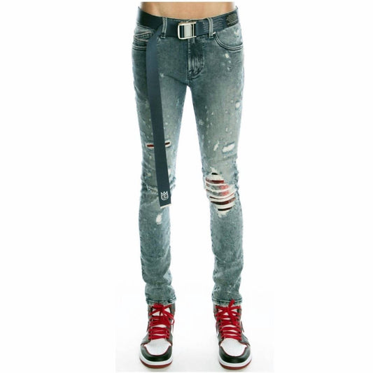 Cult Of Individuality - MEN'S PUNK SUPER SKINNY STRETCH BELTED JEANS