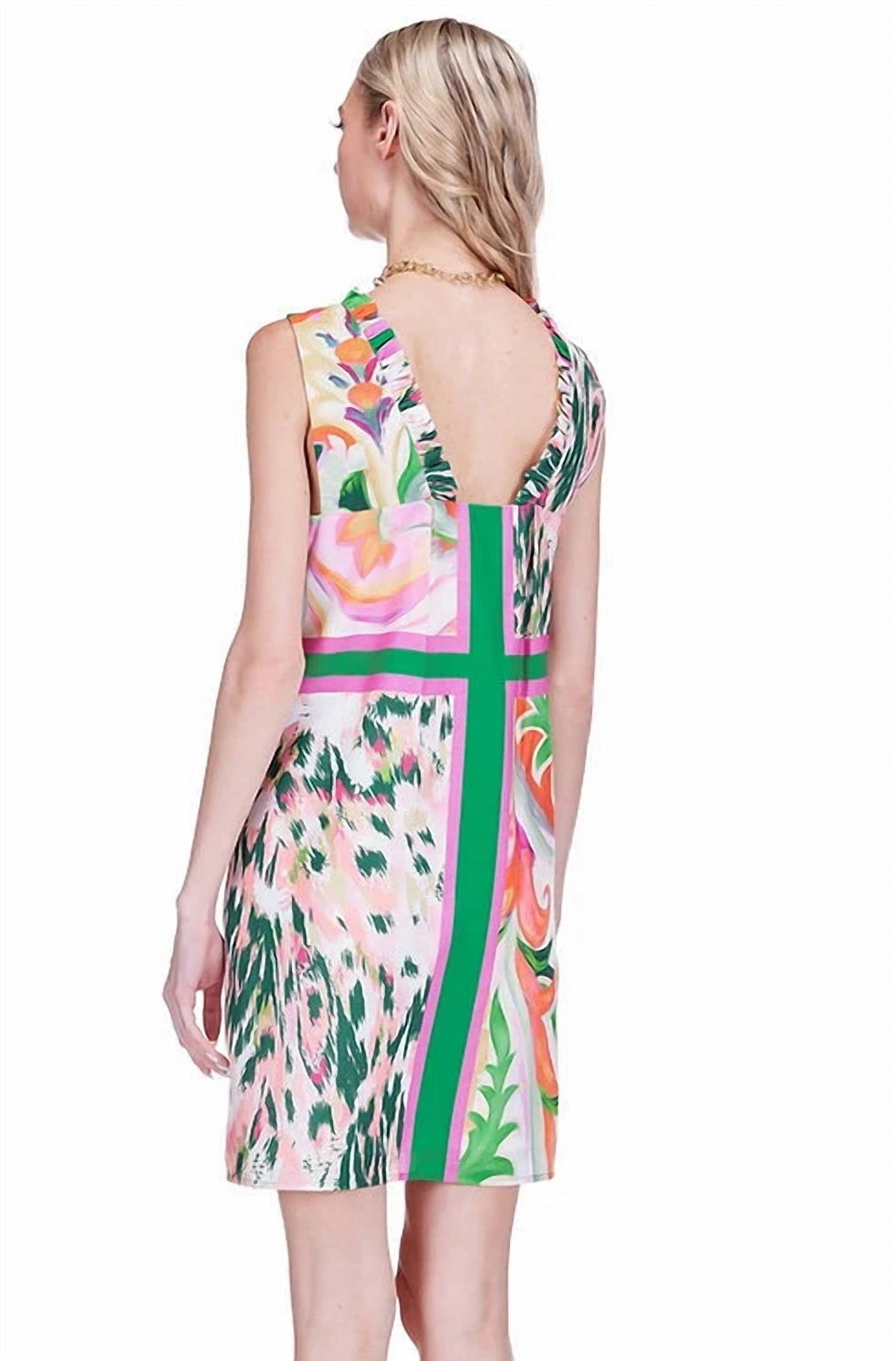 Joy Joy - Sleeveless Ruffles Neck Dress