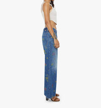 Mother Lil Rerun Zip Sneak Jeans in field of flowers - women's jeans - alternate view
