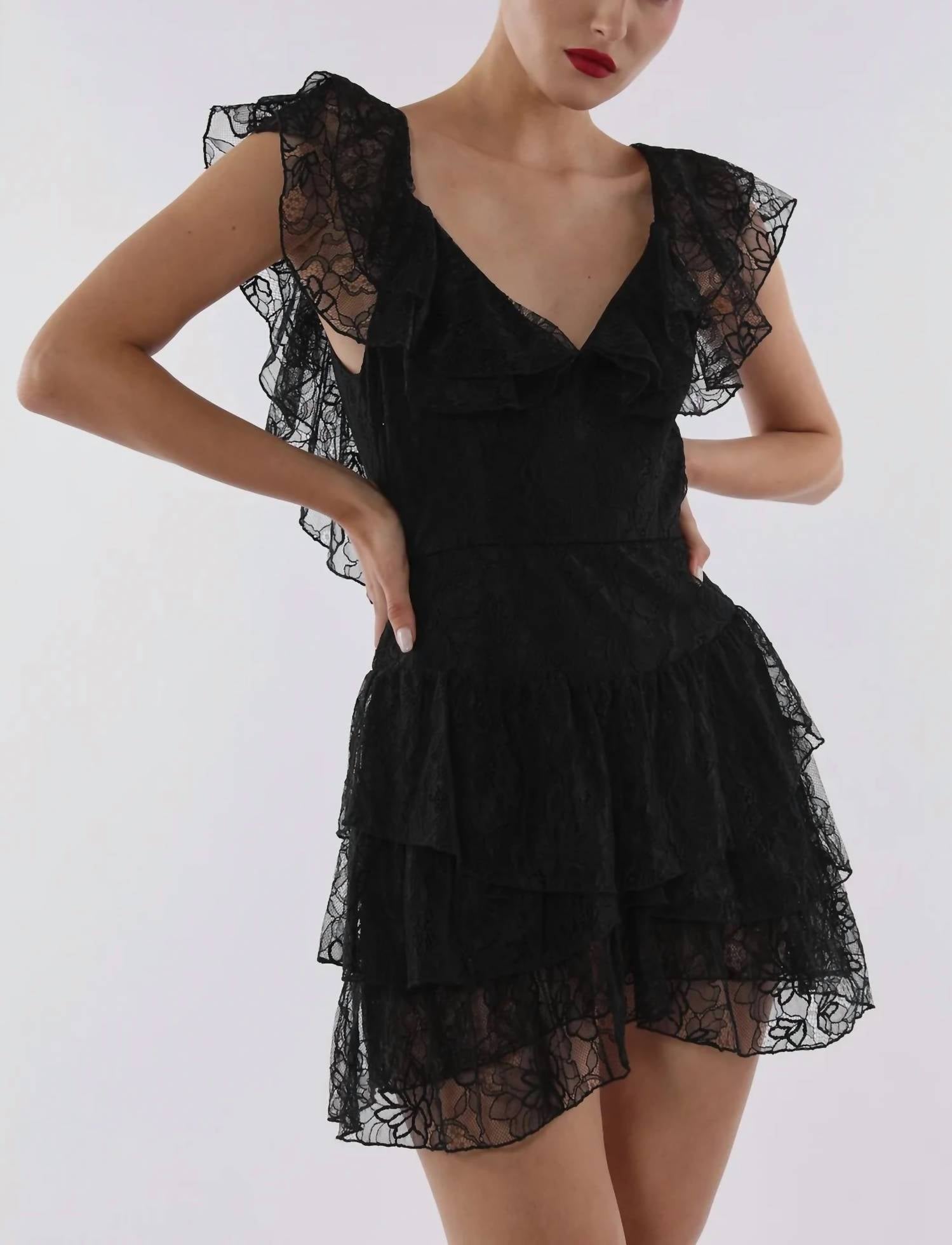 SAU LEE ALICE MINI DRESS in black - women's dress