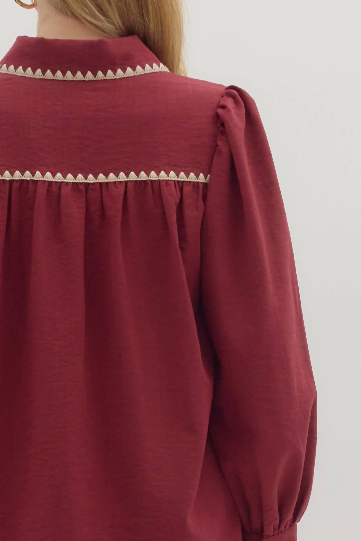 Entro - Long Sleeve Collared Top